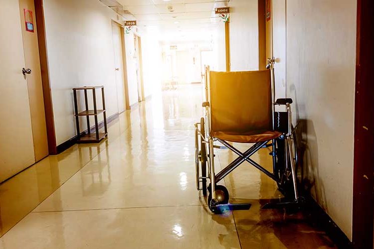 Vacant hall with wheelchair in a nursing home investigation in Milford, Pike County, Pennsylvania led to the hospitalization of 15 residents | Anzalone & Doyle Trial Lawyers