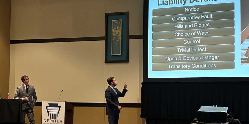 Anzalone and Doyle’s own Steve Kopko and Joe Price lectured to the area's best personal injury attorneys on Premise Liability Cases at NEPATLA’s Spring Seminar.