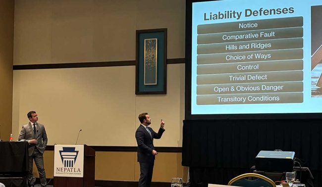 Anzalone and Doyle’s own Steve Kopko and Joe Price lectured to the area's best personal injury attorneys on Premise Liability Cases at NEPATLA’s Spring Seminar.